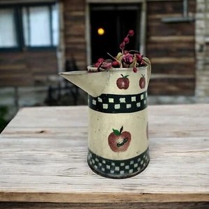 Dose Vintage Krug Krug mit Äpfeln Dekoration grün & weiß Kunstblume - Bild 1 von 11