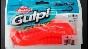 Berkley Gulp 6" Grub (4 piezas) rojo salmón nuevo - Imagen 1 de 1