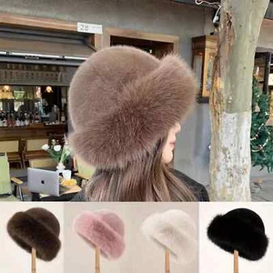 Cappello donna pelliccia sintetica bordato invernale caldo berretto a secchiello super morbido cosacco russo - Foto 1 di 12