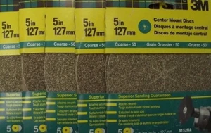 3m 9152NA 5" Center Mount Sanding Discs Sandpaper 50 Grit 25 Discs 5-5 Packs - Picture 1 of 1