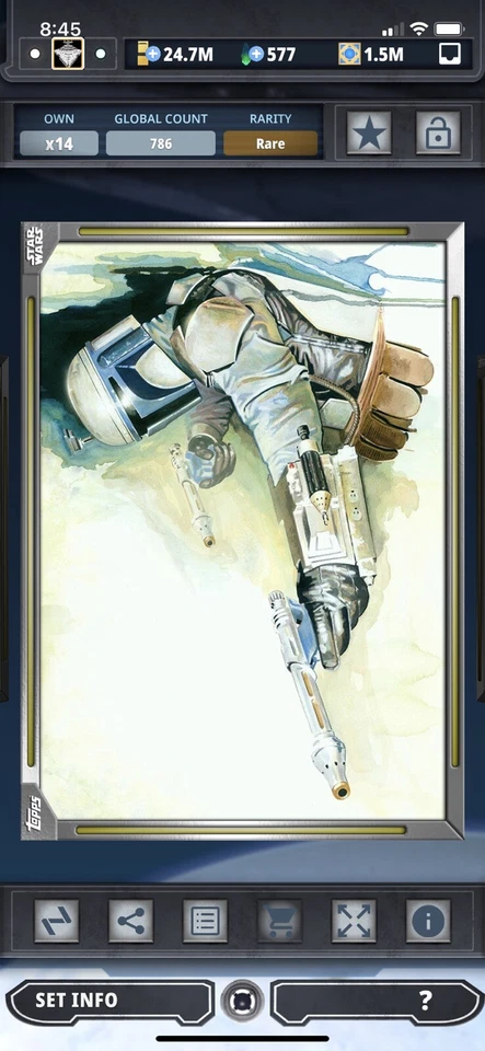 Topps Star Wars Digital Card Trader Gold Premiere Paintings Jango Insert Award - Image 1 of 1