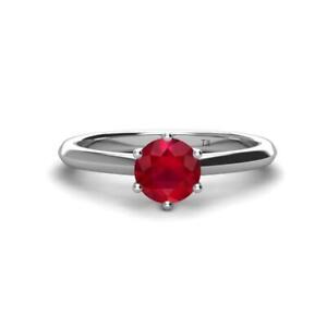 Ruby Six Prong Solitaire Engagement Ring 1 ctw 14K Gold JP :264056