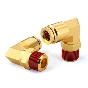 2 Stück Messing DOT Push to Connect Fittings, 1/2" Außendurchmesser x 1/2" NPT 90 Grad Winkel U... - Bild 1 von 7
