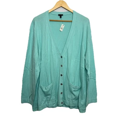 Cárdigan Suéter Talbots Sea Foam Verde Pastel Ligero Mangas Largas 3X Nuevo con Etiquetas Foto 1 de 4