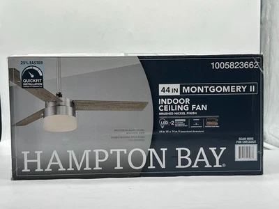 Hampton Bay Montgomery II 44 in Indoor Brushed Nickel Ceiling Fan with Light Kit - Image 1 of 4