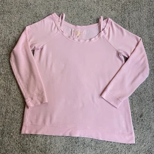 Lilly Pulitzer Luxletic Bungalow Top Sweatshirt Womens Large Pink Stretch Soft - Picture 1 of 10