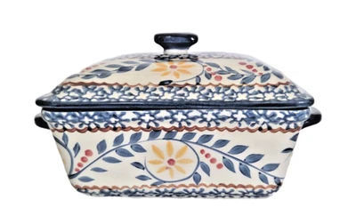 Cazuela de cerámica cubierta de ley para servir con tapa y asas de 9 pulgadas x 5,5 pulgadas Foto 1 de 4