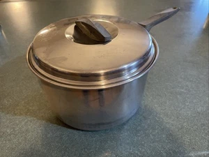 Vintage Flint 4 Quart Stainless Pot With Lid Radiant Heat Core Ekco USA - Picture 1 of 9