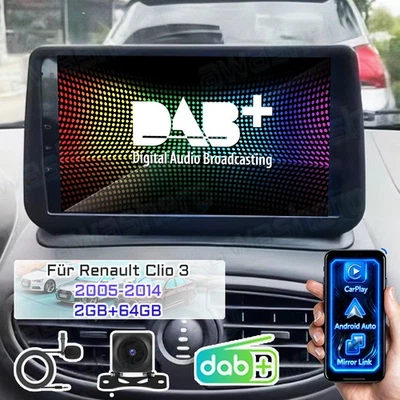 Für Renault Clio 3 2005-2014 Android 15 64GB Autoradio GPS Navi WIFI FM RDS DAB+ - Bild 1 von 4