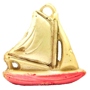 VINT PUFFY SAILBOAT CELLULOID CHARM BOAT - Picture 1 of 2
