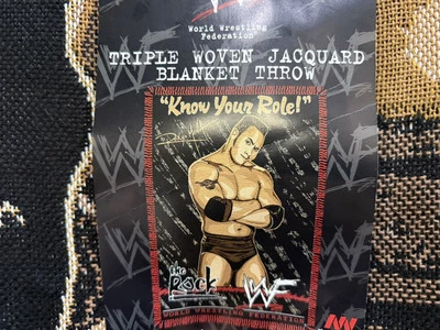 WWF Wrestling The Rock Throw Blanket Know 1998 Your Role WWE 48 x 60 Northwest - Image 1 of 4