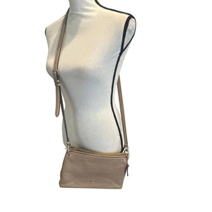 Cartera bandolera Coach de cuero beige - Imagen 1 de 7