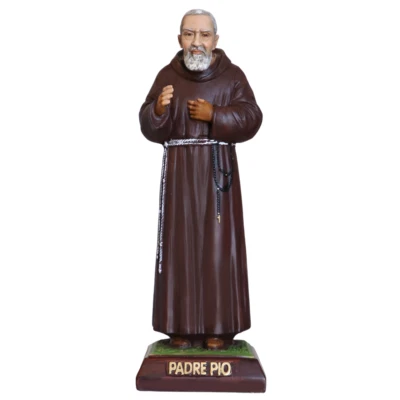Statua di San Padre Pio da Pietrelcina in resina con occhi dipinti 40 cm - Immagine 1 di 4