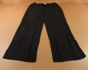 H&M Womens Size Large Black Linen Blend Loose Fit Pocketed Straight Leg Pant NWT - Picture 1 of 9