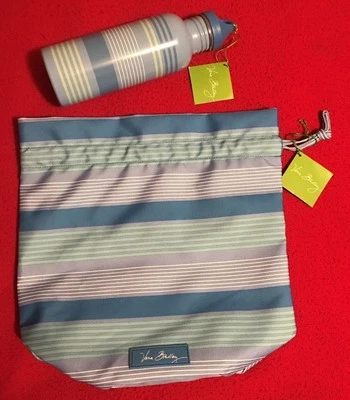 Bolsa de agua y botella de agua Vera Bradley azul a rayas tonales aclarar - nueva con etiquetas Foto 1 de 4