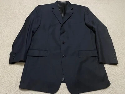 Blazer Calvin Klein Para Hombre Talla 44 Azul Sólido 3 Botones 100% Lana Manga Larga Foto 1 de 4