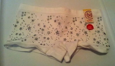 Girls Silver Stars Boyshort Style Panties (S-M-L-XL) Shiny Sparkly Solid Colors - Image 1 of 4