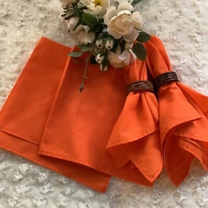 4 Vintage orange thin napkins Halloween Fall tableware 16"x16" picnic tea party - Picture 1 of 11