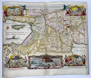 MEDITERRÁNEO ORIENTAL CHIPRE ARMENIA 1681 DANIEL STOOPENDAAL GRAN MAPA ANTIGUO - Imagen 1 de 11