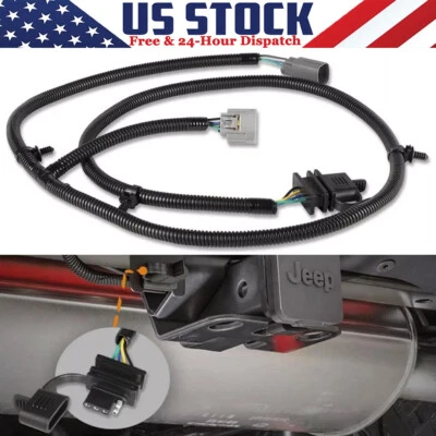Chicote de fios de reboque 70,5" 4 vias engate de reboque para 07-18 Jeep Wrangler JK/17275.01 - Imagem 1 de 4