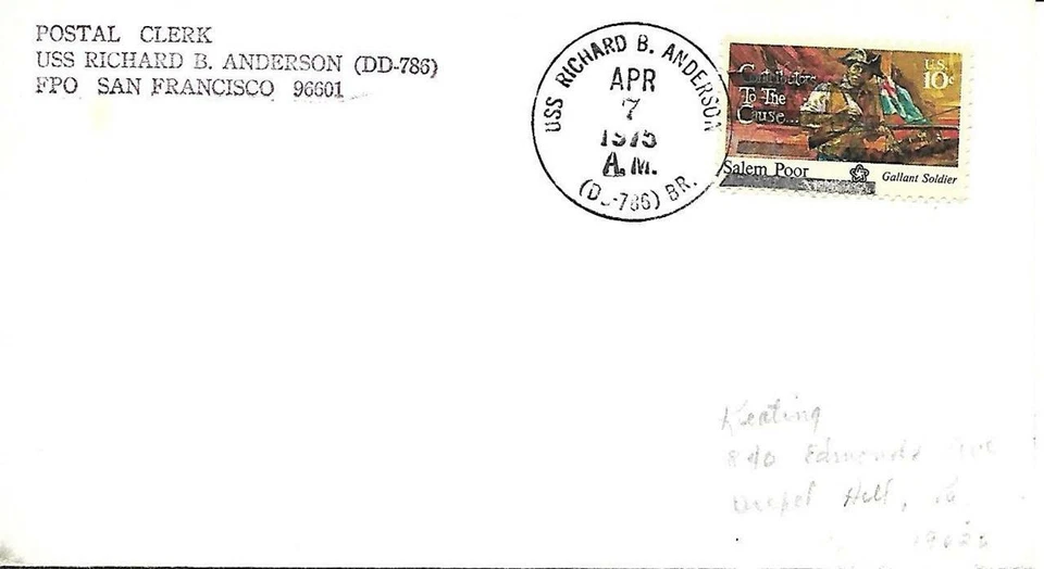 BENJAMIN STODDER (DDG-22) 25 August 1966 Locy Type 2(n)(B-70) Unmanned Apollo - Image 1 of 1