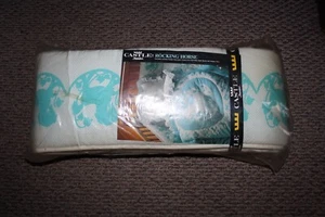 Dundee Castle Rocking Horse Blue White Crib Vintage Baby Bedding NEW Seal - Picture 1 of 5