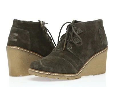 Botines de mujer Toms verde gamuza desierto cuña talla. 6 Foto 1 de 4