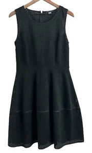 Tommy Hilfiger A Line Dress Womens 10 Black Perforated Sleeveless Stretch - Picture 1 of 6