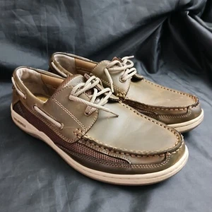Margaritaville Boat Shoes Mens 12 Anchor Lace Up  Brown Leather by Jimmy Buffett - Picture 1 of 9