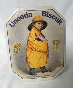 UNEEDA BISCUIT Tin National Biscuit Company Bristol Ware MINT Boy Raincoat - Picture 1 of 8