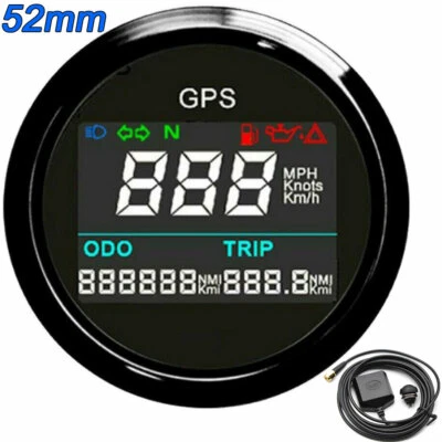 52mm Waterproof GPS Digital Speedometer Odometer Gauge for Motorcycle Car Truck - Image 1 of 4