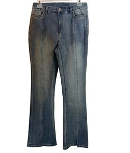 Denim & Co. Canyon Retreat Regular Easy Stretch Slit Jeans Light Wash 18W A57570 - Picture 1 of 7