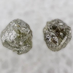 1.56 CT 2 Piece Silver Green Raw Uncut Gemstone, Natural Rough Loose Diamond - Picture 1 of 8
