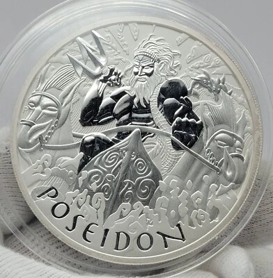 2021 Tuvalu Poseidon 5 oz .9999 Fine Silver Coin Gods Of Olympus - Image 1 of 4