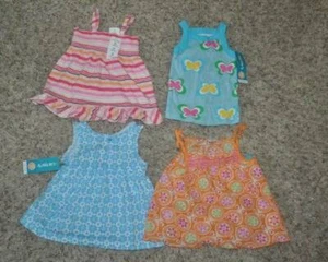 Girls Shirts 4 Pc Summer Jumping Beans Carters Babydoll Tank Tops $54- 12 months - Picture 1 of 12