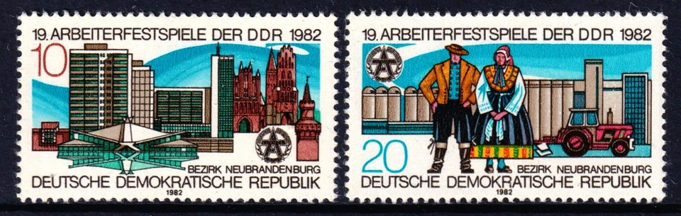 Germany DDR 1982 Workers Union Complete Mint MNH Set SC 2269-2270 - Image 1 of 1