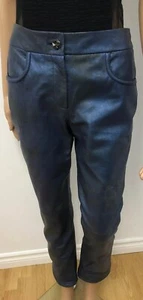 CHANEL Runway 2012 Blue Metallic Leather Lambskin Pants Sz.S (38) NWT - Picture 1 of 12