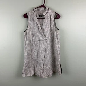 Lafayette 148 Womens Tank Top M Sleeveless Shirt VNeck Cotton Stretch Grey Black - Picture 1 of 12