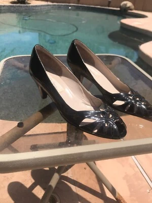 Zapatos de tacón de aguja Sesto Meucci de charol negro para mujer talla 7 J1 Foto 1 de 4