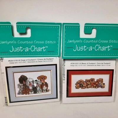Dogs / Bears of Duckport Janlynn's Counted Cross Stitch Just-a-Chart Patterns - Image 1 of 4