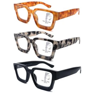 3 Pack Progressive Reading Glasses for Women Men Retro Square Multifocus Read... - Picture 1 of 7