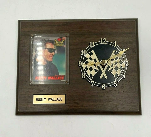 Nascar #2 Rusty Wallace '95 Crown Jewels Wooden Wall Clock Plaque Vintage Cover