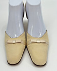 Talbots Womens Slingback Shoes Size 7.5N Cream Fabric Upper Leather Sole Italy