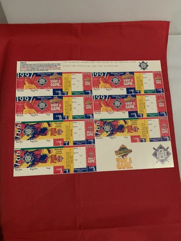 1997 Milwaukee Brewers Phantom ALCS World Series 7-Ticket Uncut Sheet Cover