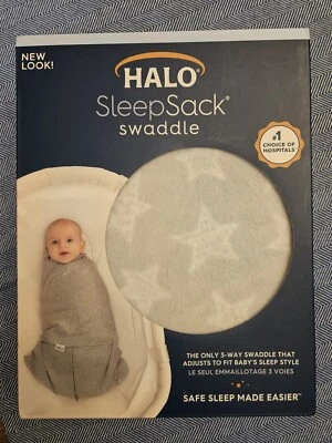 Halo Saco de Dormir Envoltura Micro Vellón Bebé Ayuda para Dormir 3-6 meses Gris Patrón de Estrella NUEVO Foto 1 de 4