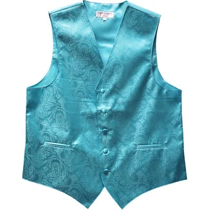 Nuevo Hombre Esmoquin Chaleco Cachemira Azul Turquesa Chaleco Boda Formal 5XL 6XL - Imagen 1 de 3