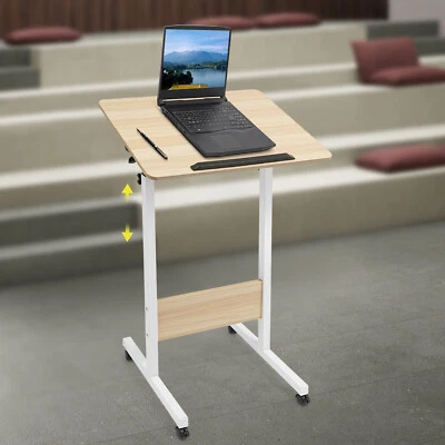 Adjustable Laptop Desk Portable Podium Stand w/Wheels Presentation Standing Desk - Image 1 of 4