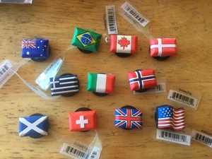 COUNTRY FLAG USA CANADA ITALY GREECE AUTHENTIC JIBBITZ SHOE CHARM FIT CROCS - Picture 1 of 24