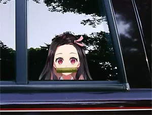 Nezuko Peeker Peeking Bumper Window Vinyl Car Decals Anime Demon Slayer Stickers - Foto 1 di 6
