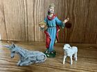 Vintage Fontanini Depose Italy Nativity 3Pc. Figures Wise Man, Donkey, Sheep